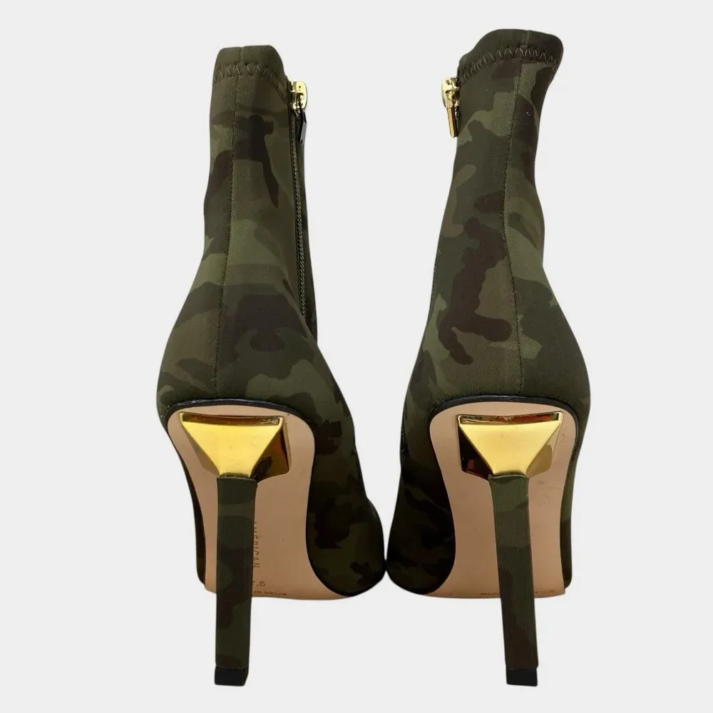 Good American Camo Ankle Boots‎ 7.5 Stretch Fit High Heel Zip